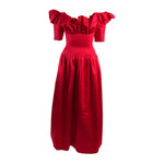 NOLAN MILLER Cardinal Red Tufted Silk Gown