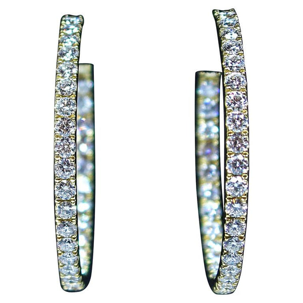 DIAMOND Stones with 18 Karat Yellow Gold Hoop Earrings