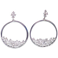 DIAMOND Cluster Hoop 18 Karat White Gold Dangle Earrings