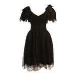 NOLAN MILLER Black Cocktail Dress, Lace and Bow Sleeves