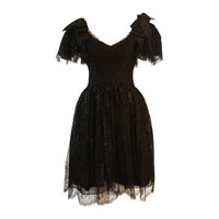 NOLAN MILLER Black Cocktail Dress, Lace and Bow Sleeves