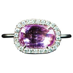 DIAMOND 18 Karat Rose Gold Ring with Pink Sapphire Center Stone Size 7