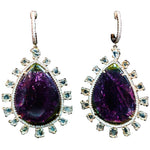 DIAMOND with Purple Tourmaline and 14 Karat Rose Gold Dangle Earrings