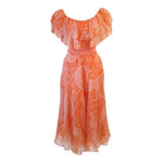 DIANE DICKERSON Coral Chiffon Dress with Ruffle Size 6