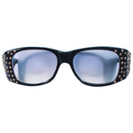 EMMANUELLE KHANH 1980s Black Sunglasses with Gold Metal Stud Accents