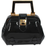 JUDITH LEIBER Rare 1960s Black and Gold Patent Leather Petite Purse