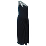 TRAVILLA 1970s Black Draped Jersey Gown Size 8-10