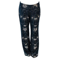 RIFAT OZBEK Ultra Black Pants with Metal Sequin Applique Size 4-6