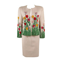 OSCAR DE LA RENTA Floral Embellished Suit Size 12