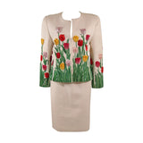 OSCAR DE LA RENTA Floral Embellished Suit Size 12