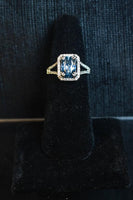 DIAMOND Aquamarine Ring 14 Karat White Gold Size 6 1/2