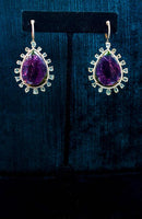 DIAMOND with Purple Tourmaline and 14 Karat Rose Gold Dangle Earrings