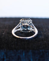 DIAMOND Aquamarine Ring 14 Karat White Gold Size 6 1/2