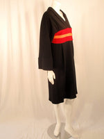 RUDI GERNREICH Vintage Wool Black, Red, and Orange Kabuki Dress
