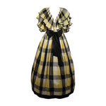 PAUL LOUIS ORRIER Ruffled Silk Yellow & Black Plaid Gown Size 10