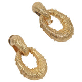 GOLD Textured Oval Clip On 18 Karat Yellow Gold Earrings