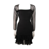 OSCAR DE LA RENTA  Black Silk Chiffon Cocktail Dress Size 10