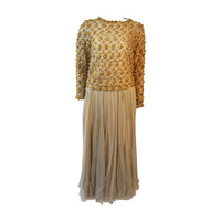 VINTAGE Gold and Chiffon Embellished 2 pc Gown