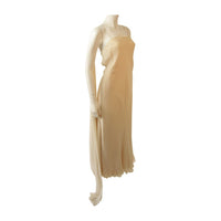 STAVROPOULOS 1970s Cream Silk Draped Silk Chiffon Gown