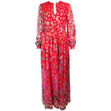 OSCAR DE LA RENTA 1970s Silk Chiffon Bohemian Gown