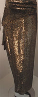 VICKY TIEL 1980s Black and Gold Velvet Gown with High Low Hem