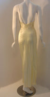 VINTAGE Circa 1930s Custom 2 pc Long Cream Dress w/ Flowers & Slip