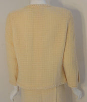 CHANEL 1980s 2 pc Cream Wool Skirt Set Size 44