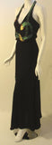 KRIZIA 1970s Black Crepe Halter Gown Snake Print