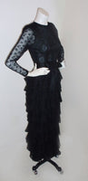 GIVENCHY Couture Black Lace Tiered Gown with Bow at Waist