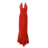 TRAVILLA 1970s Long Blood Orange Chiffon Gown