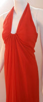 TRAVILLA 1970s Long Blood Orange Chiffon Gown