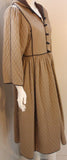 YVES SAINT LAURENT 1980s Khaki Quilted Toggle Coat Dress
