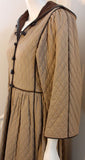 YVES SAINT LAURENT 1980s Khaki Quilted Toggle Coat Dress