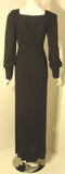 YVES SAINT LAURENT 1970s Black Bohemian Gown w/ Tassel Size 34