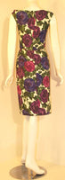 CEIL CHAPMAN 1950s Violet Cotton Floral Print Wiggle Dress