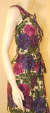 CEIL CHAPMAN 1950s Violet Cotton Floral Print Wiggle Dress