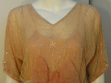 VINTAGE Circa 1920s Beaded Jacket, Pink Silk Chiffon Gown