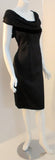 PIERRE BALMAIN 1960s Couture Black Satin Cocktail Dress