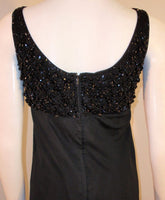 CEIL CHAPMAN 1950s Vintage Black Empire Waist Gown Size 8
