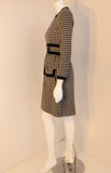 JEAN PATOU 1960s Wool Houndstooth Day Dress with Pockets