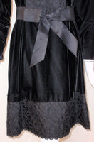 GIVENCHY Black Velvet and Lace Cocktail Dress w/ Bow Belt