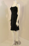 HELEN ROSE 1960s Vintage Black Ruffle Chiffon Cocktail Dress