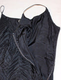 CEIL CHAPMAN 1950s Black Ribbed Chevron Cocktail Dress