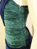 MARY MCFADDEN 1980s Blue and Teal One Shoulder Gown