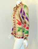 EMILIO PUCCI 1960s Silk Blouse Ladies & Ribbon Print