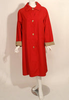 BONNIE CASHIN Vintage Red and Tan Raincoat with Gold Closures Size 16