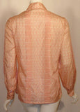 HERMES 1980s Sport Pink & Cream Silk Blouse w/ Pleat Detail
