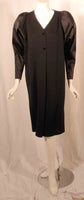 GEOFFREY BEENE Black Wool Jersey Dress with Satin Pouf Sleeves