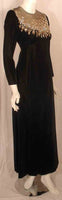MALCOLM STARR Black Velvet Gown with Rhinestones Collar