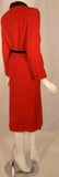 COURREGES 2 pc Red and Black Wool Jacket and Skirt Set with Belt